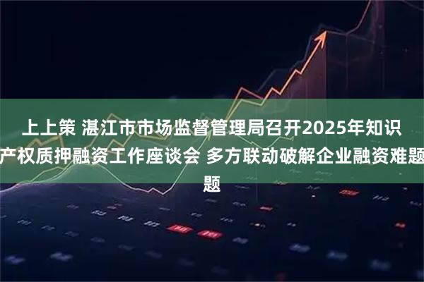 上上策 湛江市市场监督管理局召开2025年知识产权质押融资工作座谈会 多方联动破解企业融资难题